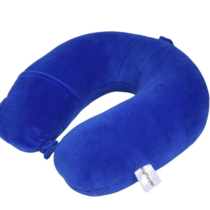 Neck Pillow for Travel and Car, Essential Neck Support, Pain Relief, Perfect for Flights and Driving Car Cushion Comfort Travel Accessories, Air Pillow, Neck Rest, Blue