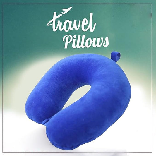 Neck Pillow for Travel and Car, Essential Neck Support, Pain Relief, Perfect for Flights and Driving Car Cushion Comfort Travel Accessories, Air Pillow, Neck Rest, Blue